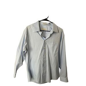 Pronto Uomo Button Down Shirt Size 34/35 100 % Cotton pale blue